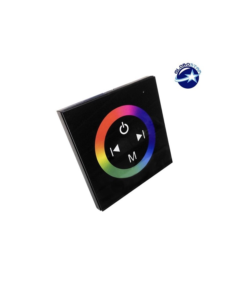 LED RGB Controller Μαύρο Τοίχου Αφής 12v (144w) - 24v (288w) DC GloboStar 77409